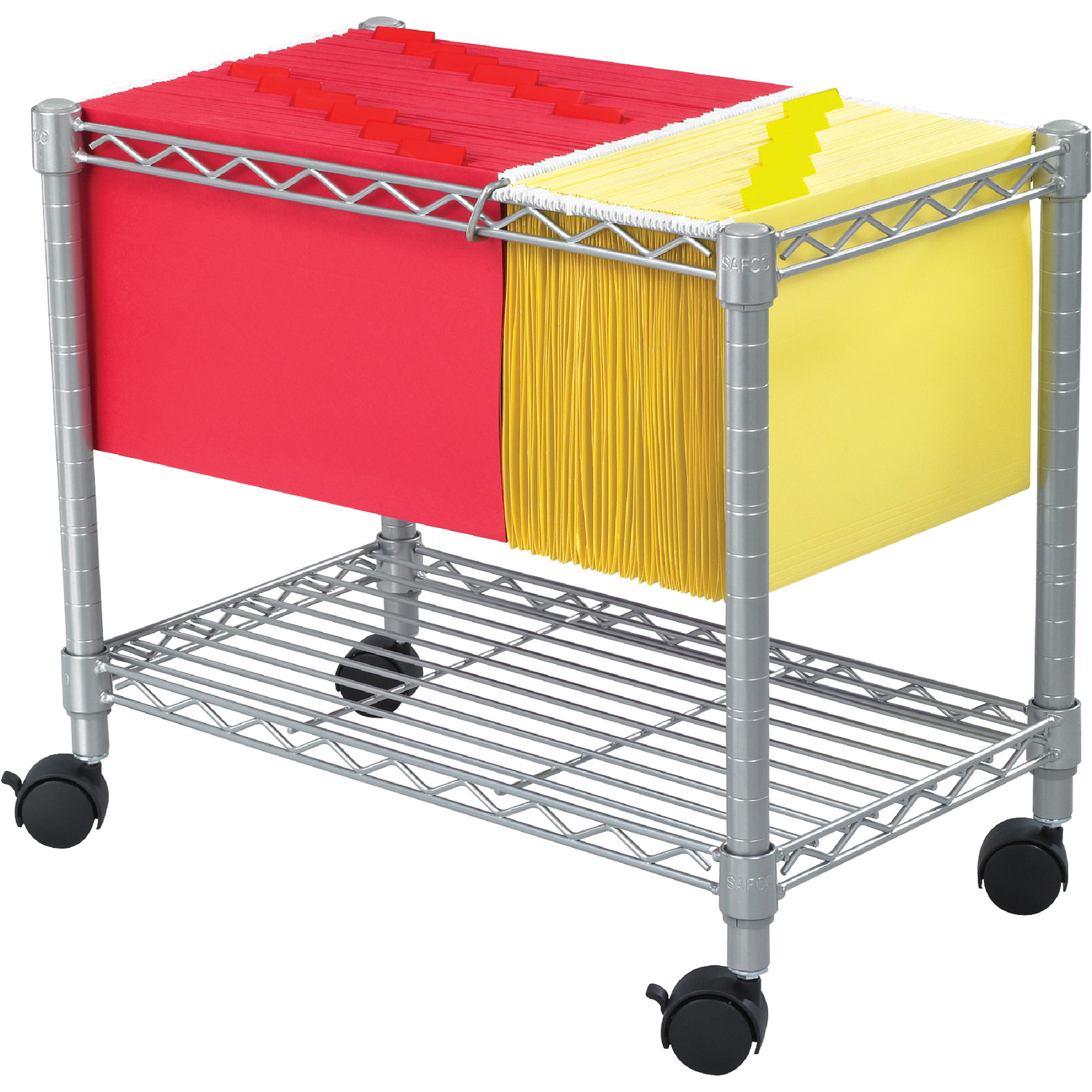 Safco Wire Mobile File Cart For Letter- and Legal-Size Files, Gray, 24in.D x 14in.W